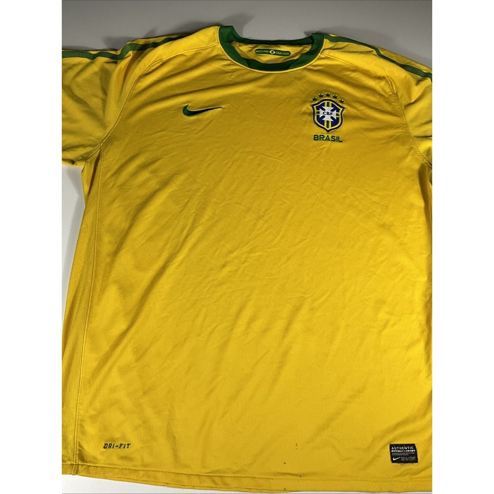 Nike Brazil National Team Men's XXL Yellow Dri-FIT Soccer Jersey 2010 World Cup